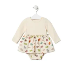 Baby girl's body with skirt in Grey ecru