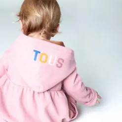 Baby girls hooded dress in Geome pink