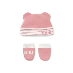 Baby hat and mittens set in Classic pink