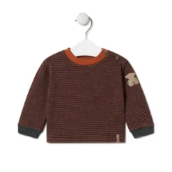 Boys stripy and plain outfit in Black orange