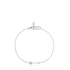 Bransoletka z białego złota z gwiazdką Chain i diamentami TOUS Grain