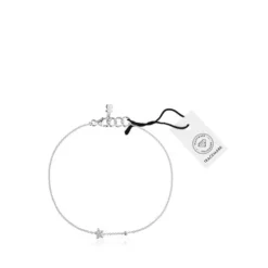 Bransoletka z białego złota z gwiazdką Chain i diamentami TOUS Grain