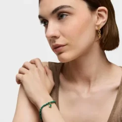 Bransoletka z żółtego srebra vermeil i malachitów Icon Color