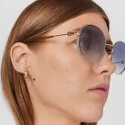 Brązowe okulary przeciwsłoneczne Round Metal