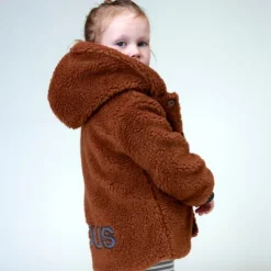 Coat with hood in Grey orange