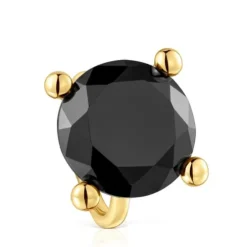 Duży pierścionek ze srebra pokrytego 18-karatowym złotem, z onyksem Color Black