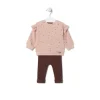 Girls outfit with bears and stripes in Pink pink