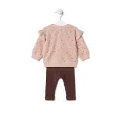 Girls outfit with bears and stripes in Pink pink