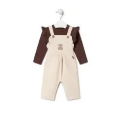 Girls plain and stripy outfit in Pink pink