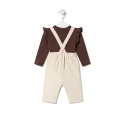 Girls plain and stripy outfit in Pink pink