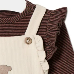 Girls plain and stripy outfit in Pink pink