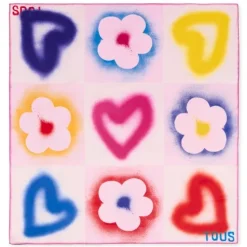 Jasnoróżowy kwadratowy szal TOUS Motif Flower