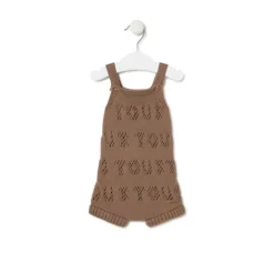 Knitted baby romper in Tricot TOUS logo beige