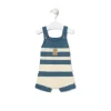 Knitted baby romper in Tricot stripy blue
