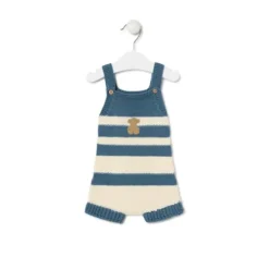 Knitted baby romper in Tricot stripy blue