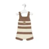 Knitted baby romper in Tricot stripy beige