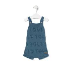 Knitted baby romper in Tricot TOUS logo blue