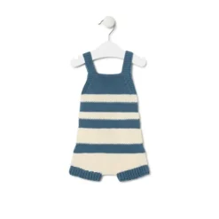 Knitted baby romper in Tricot stripy blue