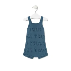 Knitted baby romper in Tricot TOUS logo blue