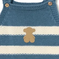Knitted baby romper in Tricot stripy blue