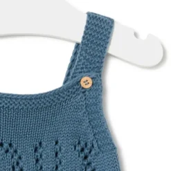 Knitted baby romper in Tricot TOUS logo blue