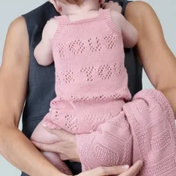 Knitted baby romper in Tricot TOUS logo blue