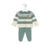 Knitted baby set in Tricot stripy green