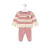 Knitted baby set in Tricot stripy pink