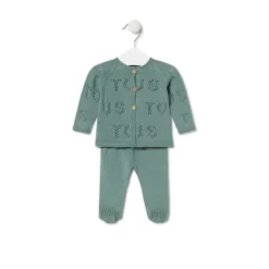 Knitted baby set in Tricot TOUS logo green