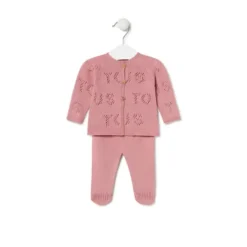 Knitted baby set in Tricot TOUS logo pink