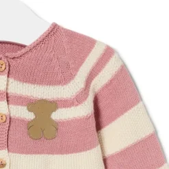 Knitted baby set in Tricot stripy pink