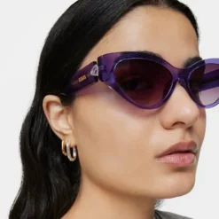 Liliowe okulary przeciwsłoneczne TOUS Cat Eye