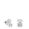 Małe srebrne kolczyki Bold Bear w kształcie misia z masą perłową
