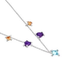 Naszyjnik choker Color Pills ze srebra z kamieniami szlachetnymi