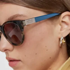 Niebieskie okulary przeciwsłoneczne Round Mesh