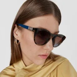 Niebieskie okulary przeciwsłoneczne Round Mesh