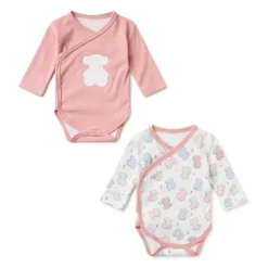 Pack of wrap-over bodysuits in Colors pink