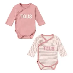 Pack of wrap-over bodysuits in Classic pink