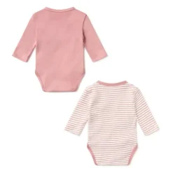 Pack of wrap-over bodysuits in Classic pink