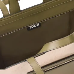 Średniej wielkości torba z rączkami w kolorze beżowym i khaki TOUS Nanda