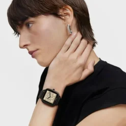 Smartwatch D-Connect z bransoletą z czarnej powlekanej stali