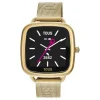 Smartwatch D-Connect ze złotą stalową bransoletą IPG.
