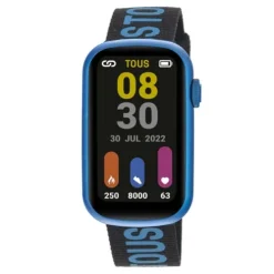 Smartwatch T-Band z nylonowym paskiem oraz niebieskim silikonowym paskiem