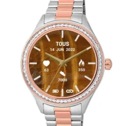 Smartwatch T-Shine Connect z paskiem ze stali i stali IP w kolorze różowym oraz białymi cyrkoniami