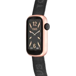 Smartwatch z bransoletką z szarej stali IP i aluminiową kopertą w różowym kolorze IPRG TOUS T-Band Mesh