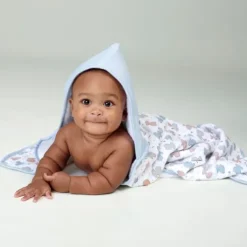 Tous Baby bath cape in Colors blue