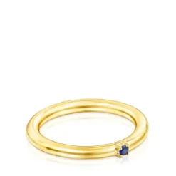 Tous Ring Mix – Pierścionek z żółtego srebra Vermeil z szafirem