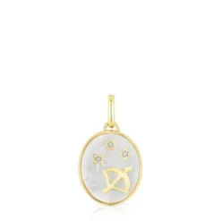 Wisiorek Strzelec ze srebra vermeil, z masą perłową i topazami TOUS Horoscope